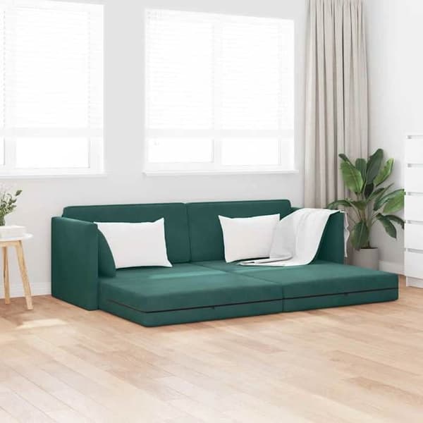 Sängsoffa på golvet Mörkgrön 213 x 76 x 77 cm Sammet