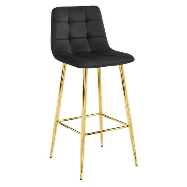Taburett ARCETO - svart sammet / GULDA ben x 4
