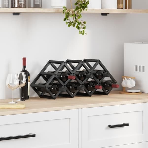 Vinracks för 9 flaskor, 63 x 16,5 x 25 cm, i stål med pulverlack.