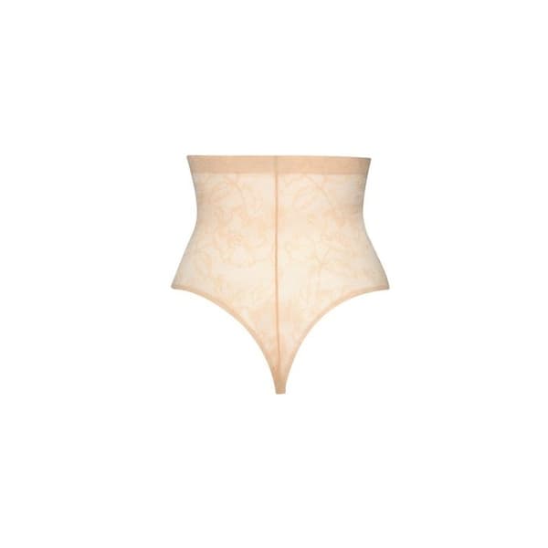 Hög midja spetsstring för kvinnor Bye Bra - beige