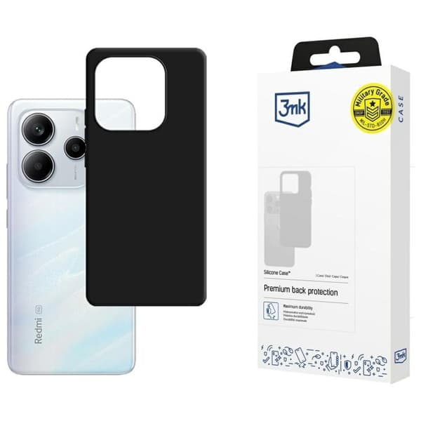 Svart silikonfodral för Xiaomi Redmi Note 14 3MK