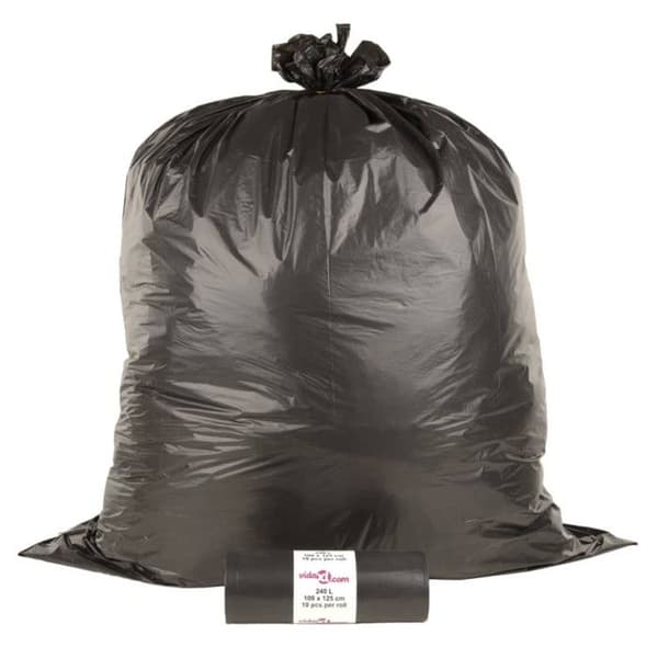Soppåsar 150 st svart 240 L