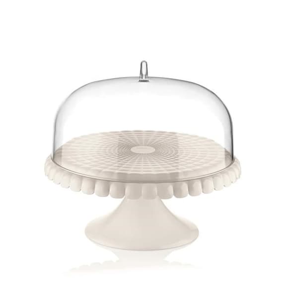 GUZZINI Tiffany tårtställ med klocka - 30 cm - Mjölkvit