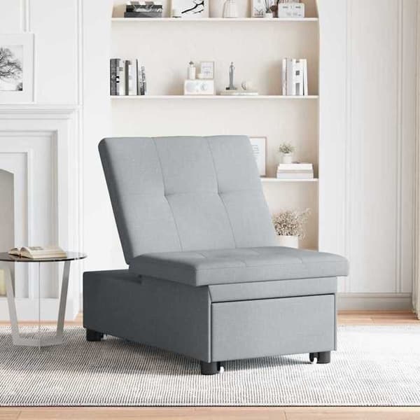 Ljusgrå sängsoffa 194 x 67 x 37 cm tyg