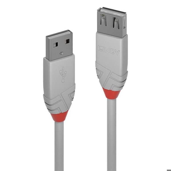 USB 2.0 typ A förlängningskabel - Anthra Line - 5m - Grå - LINDY