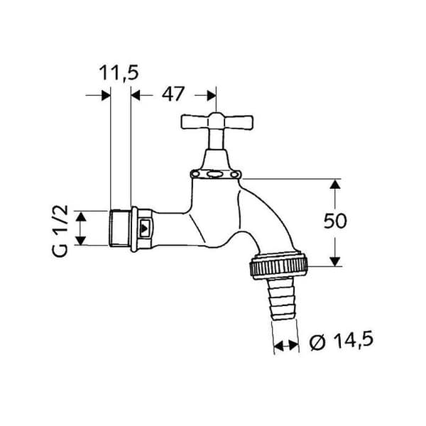 Kromad kran 1/2" med fjärilsknapp