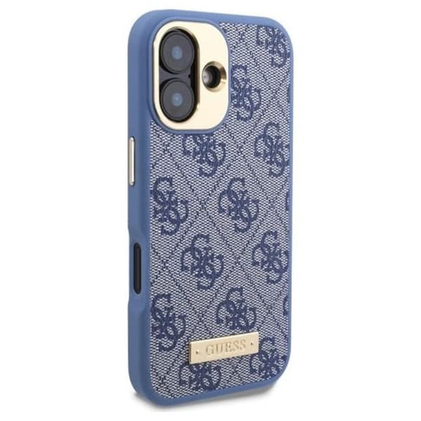 Coque Guess Hardcase 4G Logo Plate MagSafe för iPhone 16 Plus - Blå