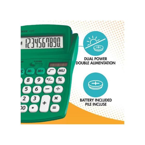 Grön skrivbordskalkylator 10 siffror