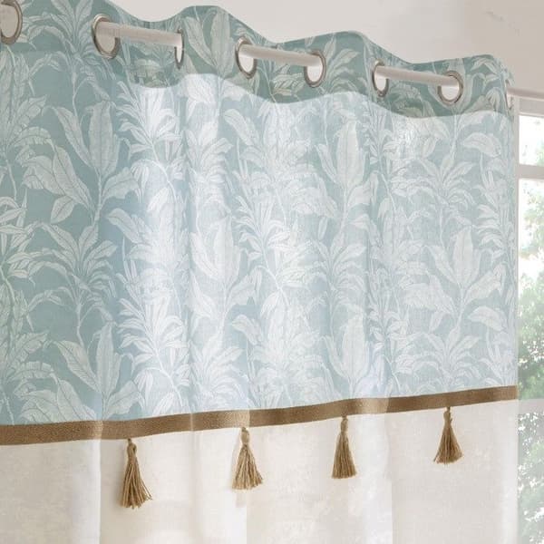 Gardiner med öljett 140 x 240 cm bomull/polyester + pompon Hera