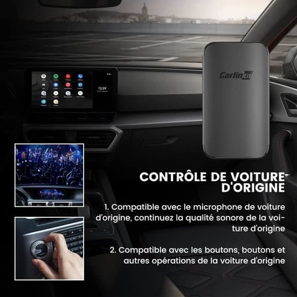 CarlinKit A2A Trådlös Android Biladapter, enkel installation, plug-and-play, för bilar med Android Auto