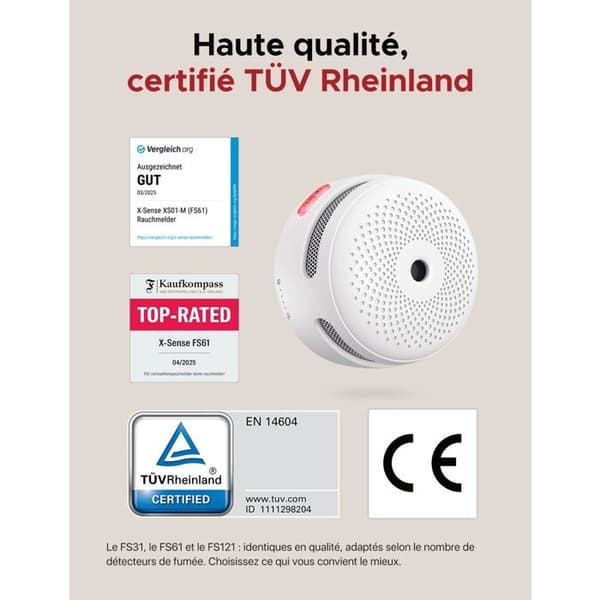 X-Sense XS01-M Wi-Fi Interconnected Röksensor Set av 6