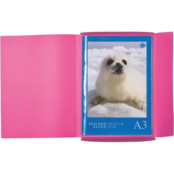 Elastisk folder, PP, A3, genomskinlig rosa
