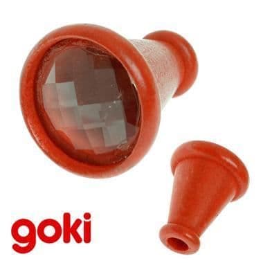 Leksak flugöga - GOKI - Modell 5 cm - Bokträ - Multifacetterad lins - Röd