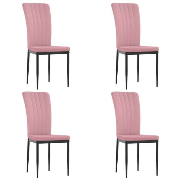 vidaXL Matstolar set om 4 Rosa Sammet 326108