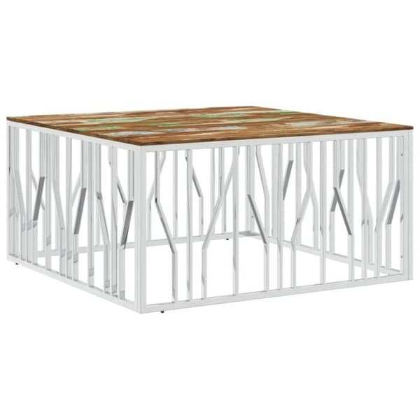 vidaXL Soffbord Silver Rostfritt Stål-Solid Reclaimed Wood 350072
