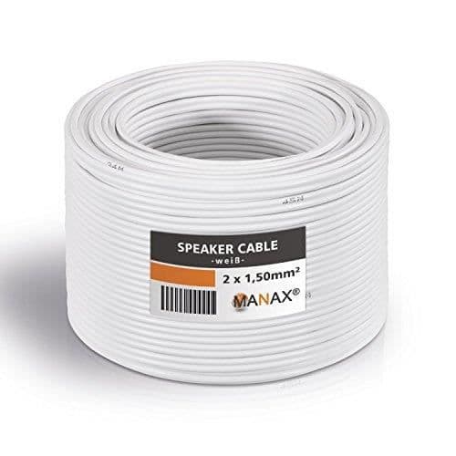 MANAX Högtalarkabel 2 x 1,5 mm² Vit 30 m.