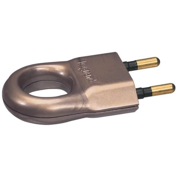 Platt hanplugg av plast - 2 faser - 6 A - brons