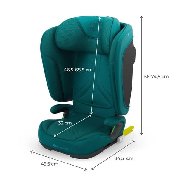 Barnstol - KINDERKRAFT - UNITY 2 - Grupp 2/3 - 100-150 cm - Isofix - Justerbar