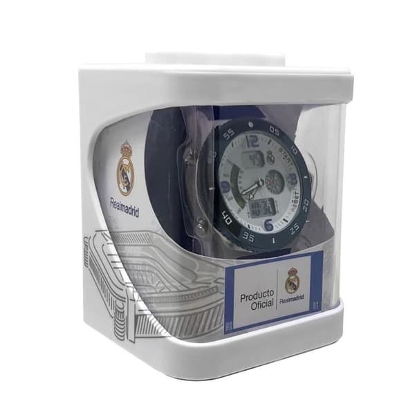Real Madrid herrklocka RMD0010-04 Blue Shield Vit Urtavla Digital Analog [AC1665]