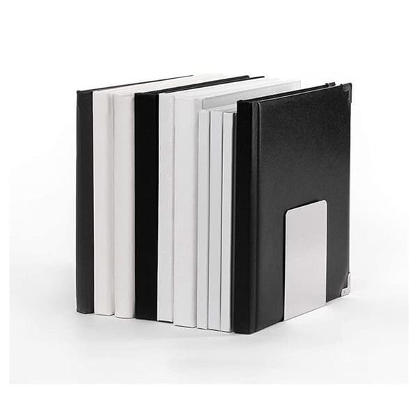 Bokstöd - MAUL - Set med 2 - Borstat aluminium - 10 x 8 x 10 cm - Silverfärgad