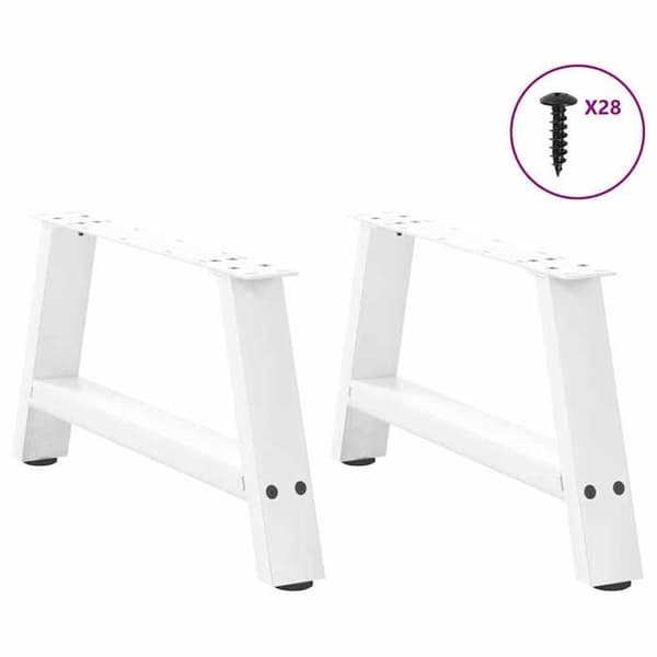vidaXL A-formade soffbordsben, 2 delar, vit, 70 x (30-31) cm, stål 4012825