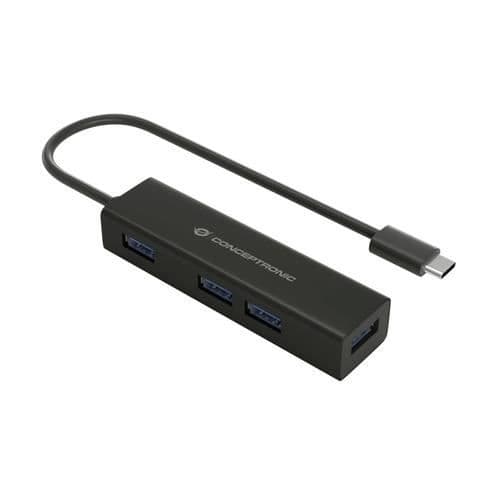 USB-hub - CONCEPTRONIC - HUBBIES07B - 4 portar - USB 3.2 Gen 1 - Svart