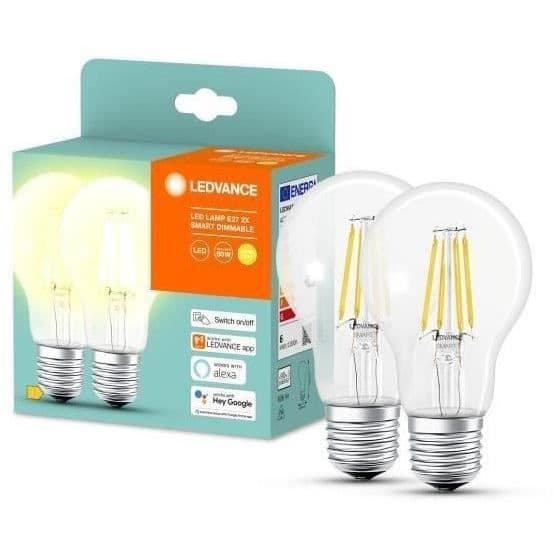 LEDVANCE Set med 2 smarta LED-lampor + Bluetooth klassisk glödtråd 6W = 60W E27