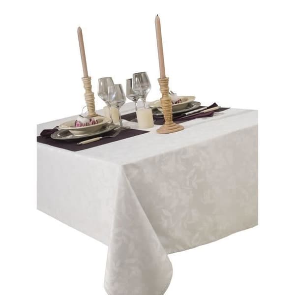 Duk damast - CALITEX - Ombra vit - Vit - 150 x 200 cm - Polyester