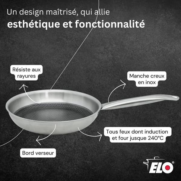 Kastrull i rostfritt stål 18/10 32 cm Elo Relief Solution