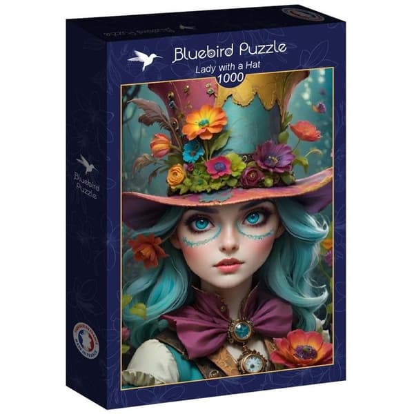 Bluebird Puzzle Pussel Dam med Hatt - 1000 bitar färgglad