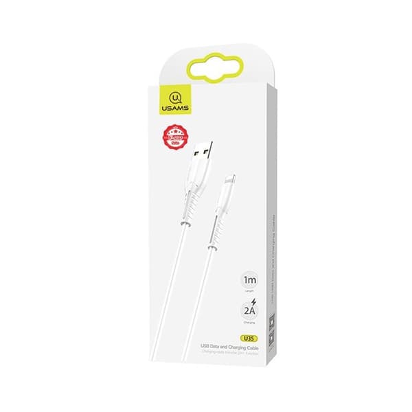 USAMS Lightning-kabel 1m Vit Snabbladdning