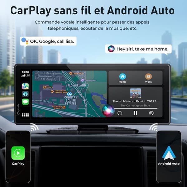 CARPURIDE V92 Bilradio 10,26" IPS – CarPlay och Android Auto trådlöst, Bluetooth, Navigation