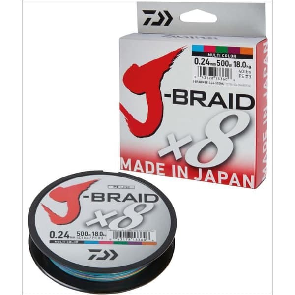 Fiskelinje flätad - Daiwa - J-Braid - 0.16mm - 9.0kg - 300m multicolor