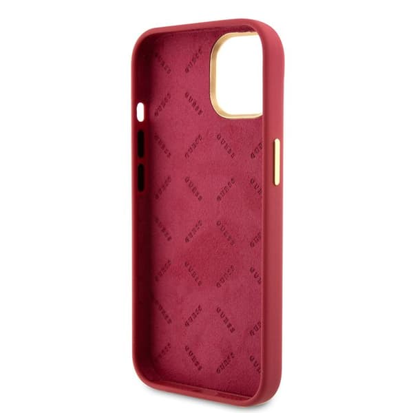 Guess Silikonfodral med Strass 4G för iPhone 15 - Röd