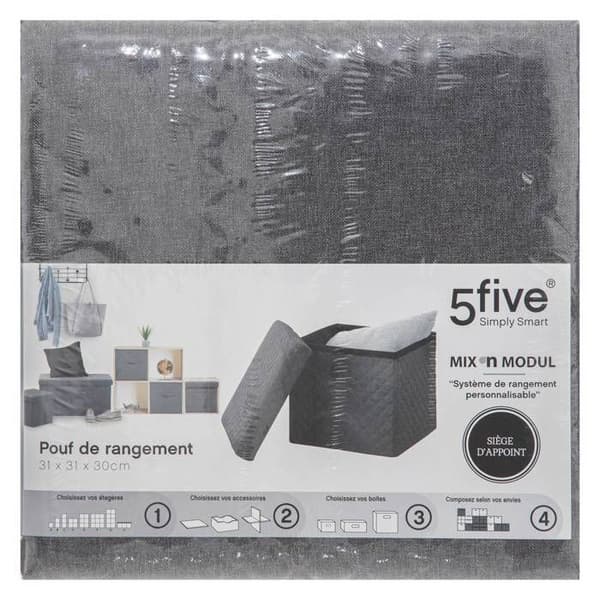 Fällbar pouf 31x31cm "Mix N' Modul" grå antracit - 5 five simply smart