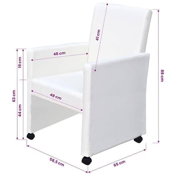 vidaXL Matstolar set om 2 vit konstläder 60347