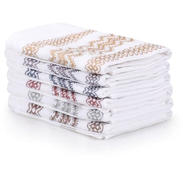 Set med 6 handdukar - 40 x 60 cm - Vit, Brun, Gul, Blå, Lila, Grå