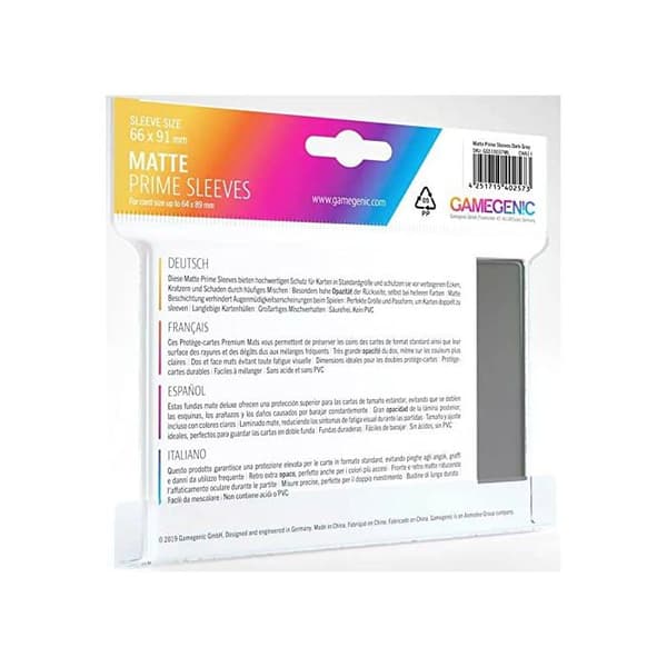 Manchons Prime Mat - Gamegenic - 100-Pack - Mörkgrå - Hög opacitet - Anti-trötthet