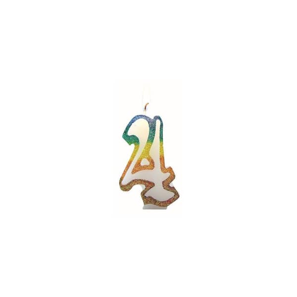 Bojanummer - 4 Regnbåge - Glittrig - Höjd 8 cm - Bredd 4 cm