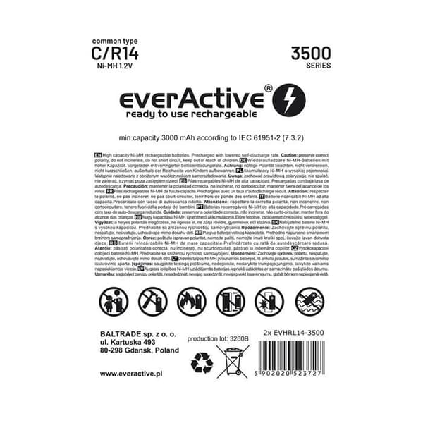 EverActive 2 x R14C 3500mAh batteri