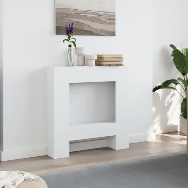 Vit eldstadsram 81x18x82 cm ingenjörsträ
