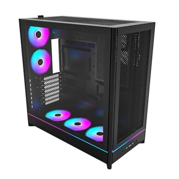PC-chassi - MONTECH - HS01 Pro - ATX - Hög luftcirkulation - Vändbar design - 5 ARGB PWM-fläktar