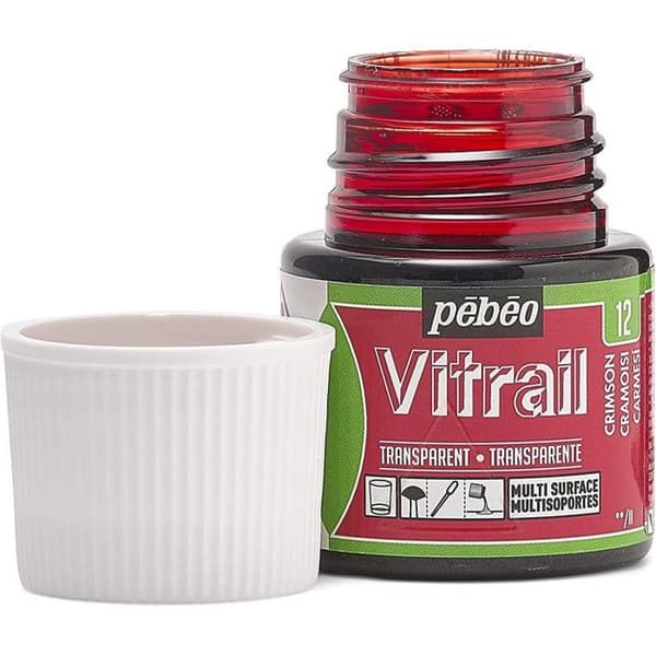 Målat glasfärg - Pebeo - Crimson - 45ml - Blank - Transparent