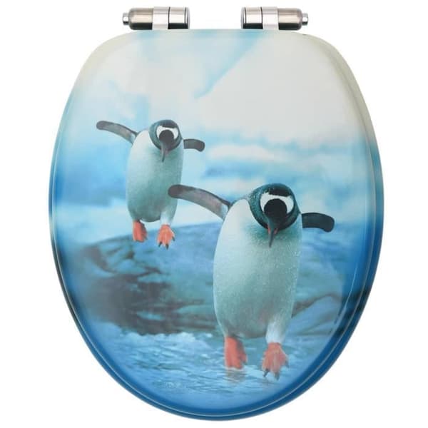 vidaXL Toalettsits med Soft-Close Lock MDF Penguin