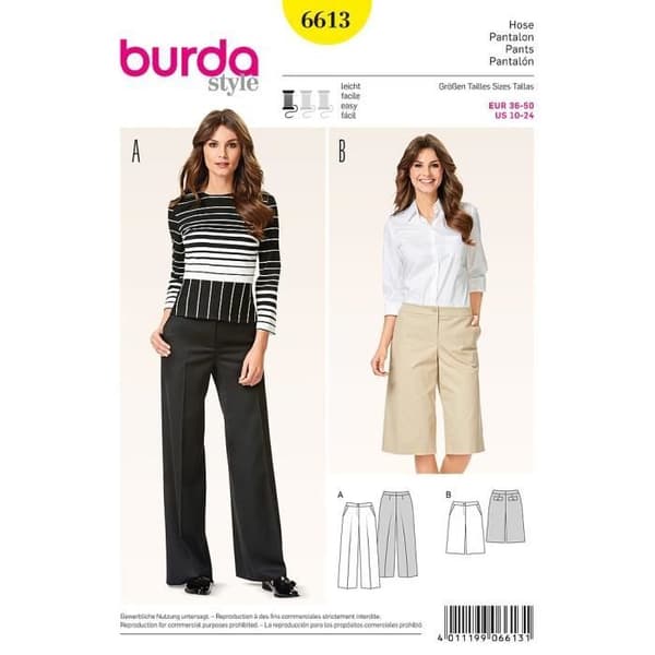 Symönster Burda 6613 Byxor och bermudor