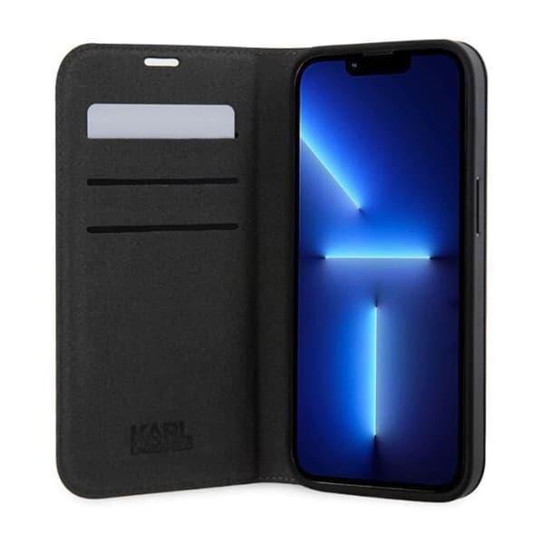 Karl Lagerfeld Coque Saffiano Monogram för iPhone 14 Pro — Svart