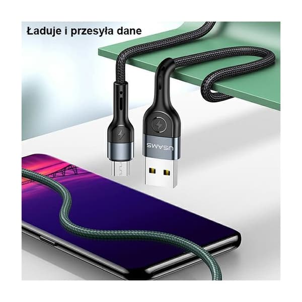 USAMS 1m Grön Micro USB-kabel - Snabbladdning
