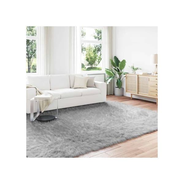 Matta i konstpäls - vidaXL - Grå - 200x280 cm - Polyester - Rektangulär - Supermjukt - Hållbart