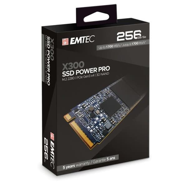 SSD M.2 - EMTEC - X300 Power Pro - 256 Go - PCIe 3.0 x4 - 3D NAND