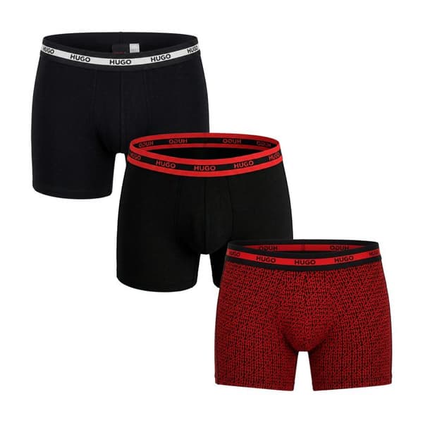 3-pack elastiska bomullsboxers för män 50545674 - Svart - Röd med mönster